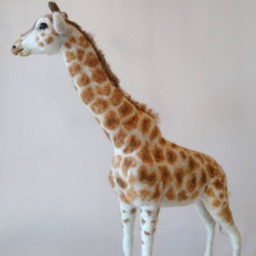 Needle Felted Giraffe Sculpture Handmade Wool Safari Animal - thumbnail 3