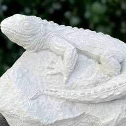 Garden Lizard Statue Concrete Monster Figurine Stone Demon Decoration Handmade Ornament Front Door Decor Lizard Lover Gift Yard Art - thumbnail 2