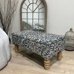 Handmade Leaf Pattern Ottoman, Upholstered Coffee Table Footstool - thumbnail 4