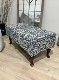 Handmade Leaf Pattern Ottoman, Upholstered Coffee Table Footstool