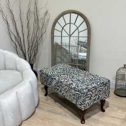 Handmade Leaf Pattern Ottoman, Upholstered Coffee Table Footstool - thumbnail 3