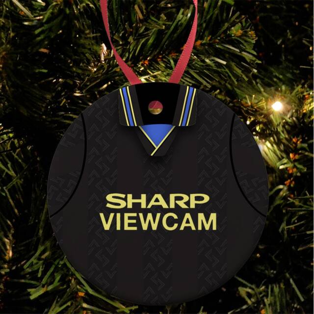 Man Utd Away 1993 Retro Shirt Kit Christmas Tree Decoration Bauble Flat Ceramic Great Gift