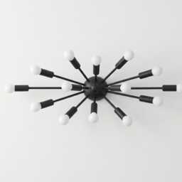 Wall Light - Mid Century Modern Black Sputnik Sconce With 12 Globe Lights Luxury Industrial Starburst Fixture For Interiors - thumbnail 2