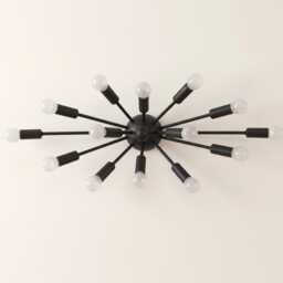 Wall Light - Mid Century Modern Black Sputnik Sconce With 12 Globe Lights Luxury Industrial Starburst Fixture For Interiors - thumbnail 3