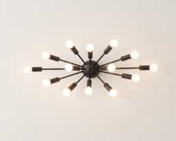 Wall Light - Mid Century Modern Black Sputnik Sconce With 12 Globe Lights Luxury Industrial Starburst Fixture For Interiors - thumbnail 1