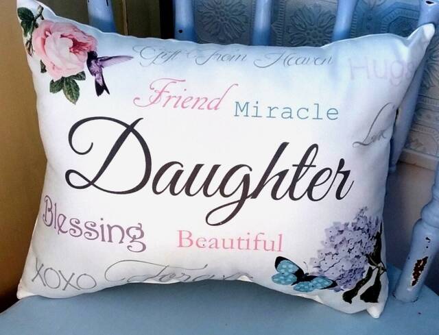 Inspirational Daughter Gift Throw Pillow With Butterfly & Florals