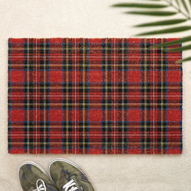 Tartan Brush Door Mat Printed First Home Couple's Gift - image 1