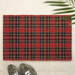 Tartan Brush Door Mat Printed First Home Couple's Gift - thumbnail 1