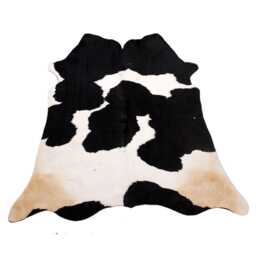Black & White Cowhide Rug Large Hair-On Leather Accent - 54x52 Inches - thumbnail 1