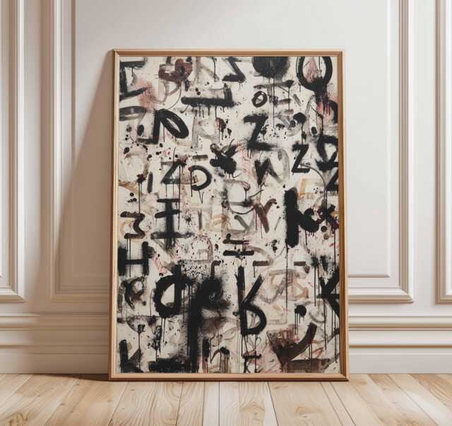 Abstract Graffiti Wall Art Print, Modern Street Poster, Urban Expressionist Painting, Contemporary Black & White Decor - image 1