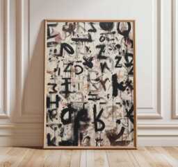 Abstract Graffiti Wall Art Print, Modern Street Poster, Urban Expressionist Painting, Contemporary Black & White Decor - thumbnail 1