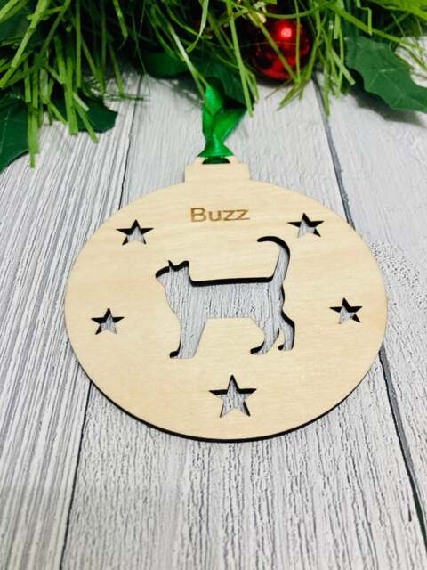 Personalised Cat Bauble - Custom Christmas Decoration Wooden Gift - image 1