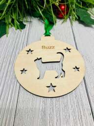 Personalised Cat Bauble - Custom Christmas Decoration Wooden Gift - thumbnail 1
