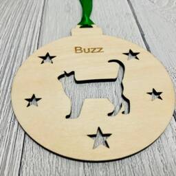 Personalised Cat Bauble - Custom Christmas Decoration Wooden Gift - thumbnail 3