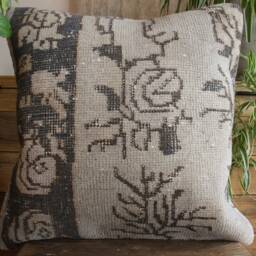 50cm Vintage Carpet Cushion Cover Handwoven - Grey Blues #2 - thumbnail 2