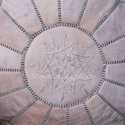 Handmade Moroccan Leather Pouf Set Natural Ottoman Footstools - thumbnail 4