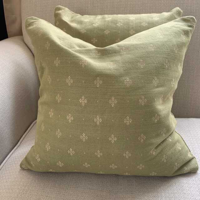 Pair - 2 Double Sided Cushionslinwood Brhyer Made To Order, Feather Filled - image 1