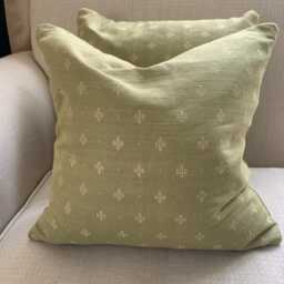 Pair - 2 Double Sided Cushionslinwood Brhyer Made To Order, Feather Filled - thumbnail 1