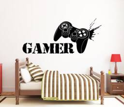 Gamer Wall Decal Video Game Controller, Gaming Room Decor 420Re - thumbnail 1
