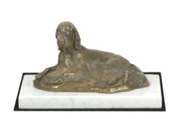 Setter, Dog White Marble Base Statue, Limited Edition, Artdog. Made Of Cold Cast Bronze. Perfect Gift. Limited Edition
