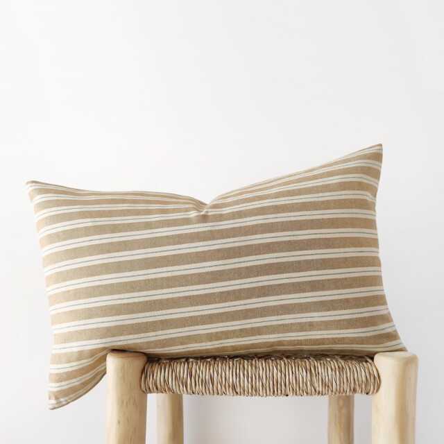 Set Of 2 Camel Striped Lumbar Pillow Covers - Earth Tone Decor - image 1