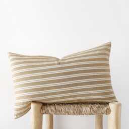 Set Of 2 Camel Striped Lumbar Pillow Covers - Earth Tone Decor - thumbnail 1