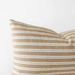 Set Of 2 Camel Striped Lumbar Pillow Covers - Earth Tone Decor - thumbnail 2