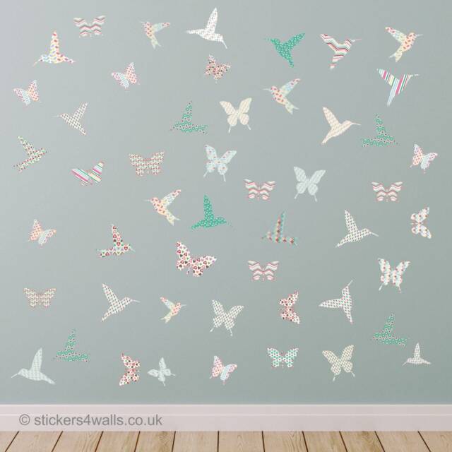 Hummingbird & Butterfly Wall Decals Repositionable Fabric Stickers - image 1