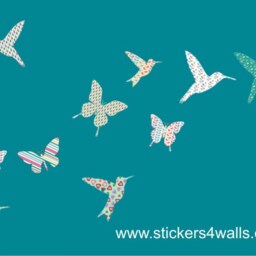 Hummingbird & Butterfly Wall Decals Repositionable Fabric Stickers - thumbnail 2