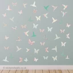 Hummingbird & Butterfly Wall Decals Repositionable Fabric Stickers - thumbnail 1