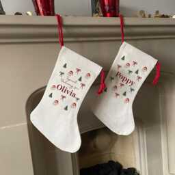 Personalised Christmas Stocking - Vintage Name Family Stockings Decorations Santa - thumbnail 2