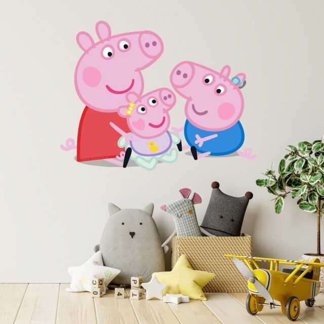 Peppa Pig Wall Sticker - George & Evie Sitting Down Decal Kids Art - image 1
