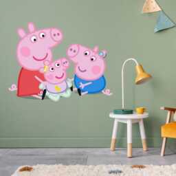 Peppa Pig Wall Sticker - George & Evie Sitting Down Decal Kids Art - thumbnail 2