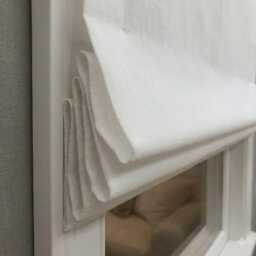 Contemporary White Open-Weave Sheer Linen Blend Flat Roman Shade - Cl1034 - thumbnail 2