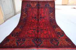 3'2x5'0 Turkmen Oriental Geometric Rug, Red Afghan Outdoor Khal Mohammedi Bukhara Handmade Livingroom D??cor Office Area Rug