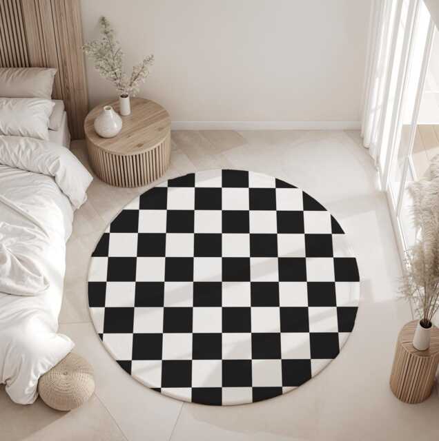 Checkered Black & White - Almost Black, Rug, Carpet, Kids Decor, Children's Room Decor, Kids Decor - image 1