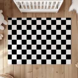 Checkered Black & White - Almost Black, Rug, Carpet, Kids Decor, Children's Room Decor, Kids Decor - thumbnail 3