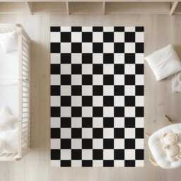 Checkered Black & White - Almost Black, Rug, Carpet, Kids Decor, Children's Room Decor, Kids Decor - thumbnail 2
