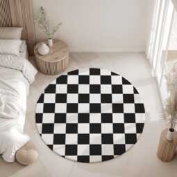Checkered Black & White - Almost Black, Rug, Carpet, Kids Decor, Children's Room Decor, Kids Decor - thumbnail 1