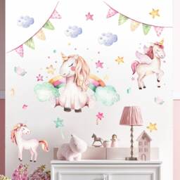 074 Wall Decal Unicorn Cloud Rainbow - thumbnail 2