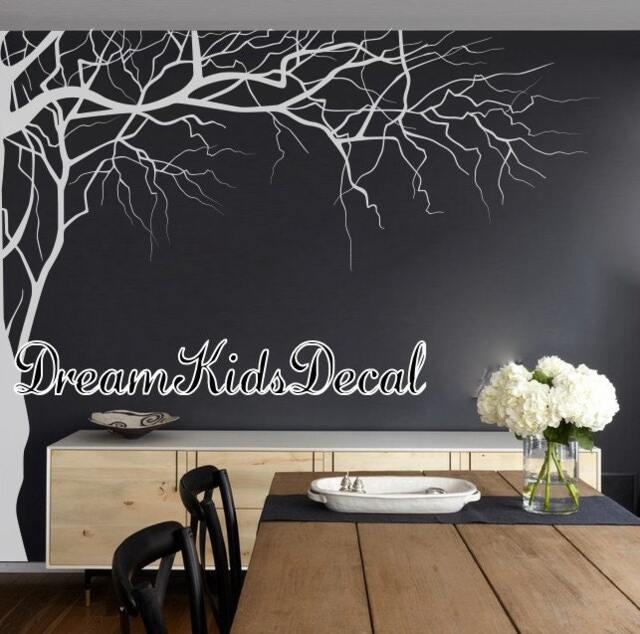 Corner Tree Branch Vinyl Wall Decal - Nursery Decor, Flying Birds - image 1
