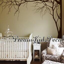 Corner Tree Branch Vinyl Wall Decal - Nursery Decor, Flying Birds - thumbnail 3