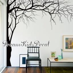 Corner Tree Branch Vinyl Wall Decal - Nursery Decor, Flying Birds - thumbnail 2