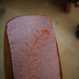"Yoga Cushion Made Of Wool Felt With Embroidered ""Shepherd's Purse" - thumbnail 3