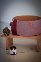 "Yoga Cushion Made Of Wool Felt With Embroidered ""Shepherd's Purse"