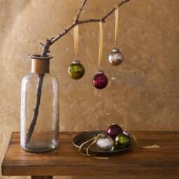 "Set Of 6 Vintage Style Glass Baubles " - thumbnail 2