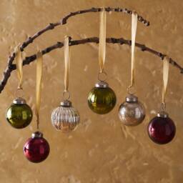 "Set Of 6 Vintage Style Glass Baubles "