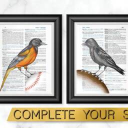 Baltimore Orioles Baseball Dictionary Art Print, Wall Decor, Oriole Bird Maryland Team Art, Gift For Him Under 20 - thumbnail 3