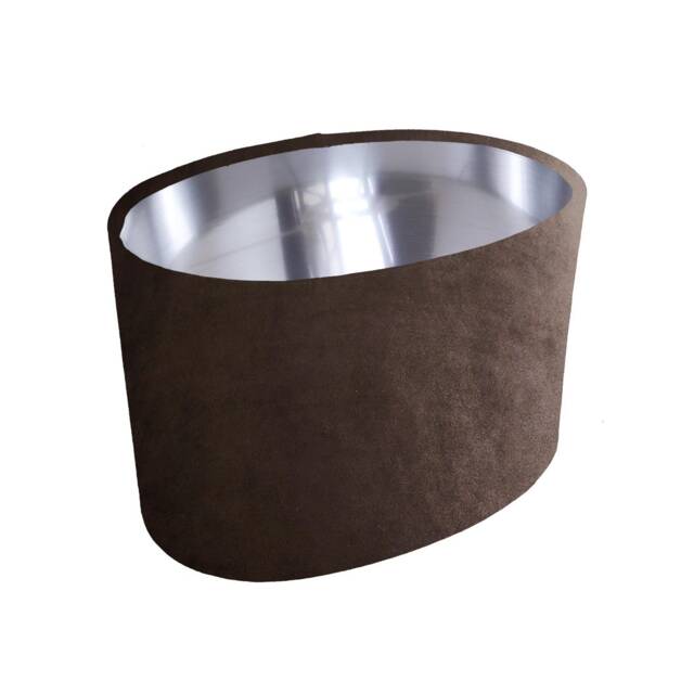 Oval Brown Lampshade in Velvet With Silver Lining - image 1