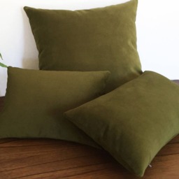 Deep Wasabi Green Velvet Suede Decorative Throw Pillow Cover/Case Cushion 12x20 - thumbnail 3